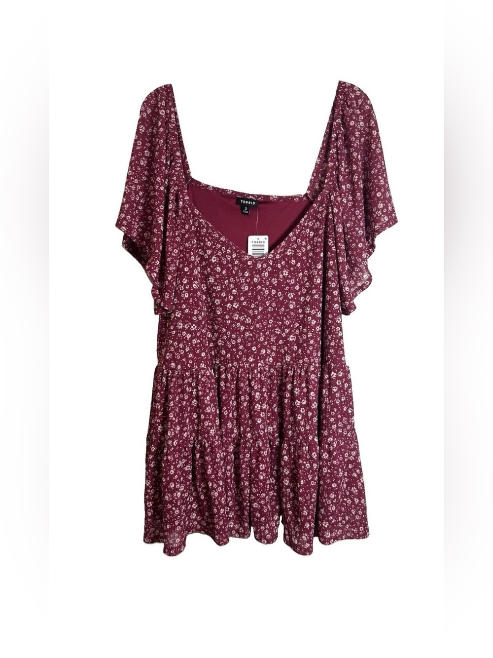 NEW Torrid Baby Doll Floral Tunic Top Women 3X Smocked Tiered Flowy Cottagecore